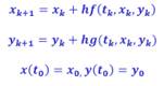 Yk+l = Yk +
x(to) = Xo, y (to) = Yo